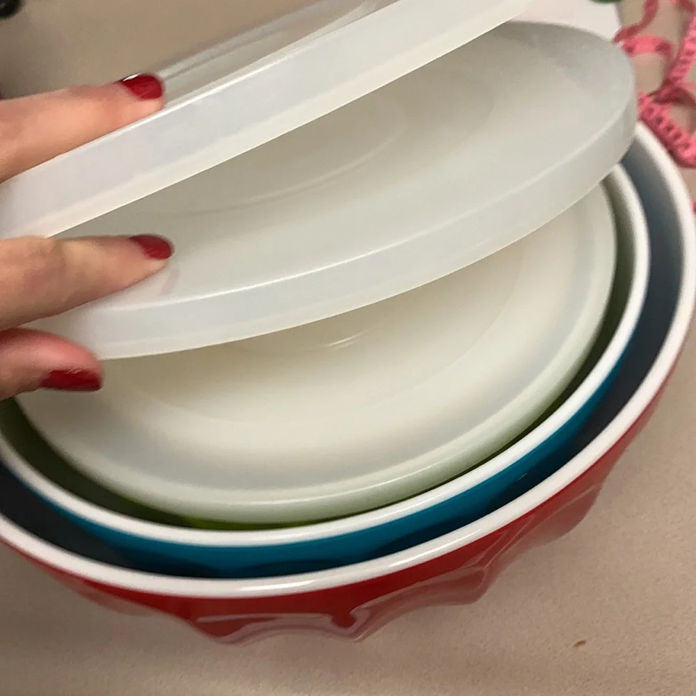 4 piece nesting bowl set with lids - 8 pieces total strong tourmaline material